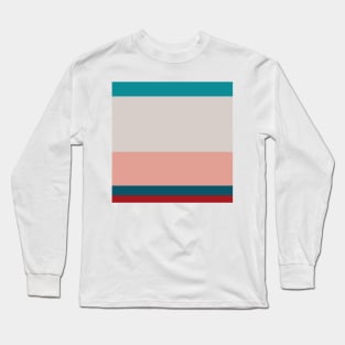 A cool palette of Blood (Animal), Pastel Pink, Pastel Gray, Dark Cyan and Petrol stripes. Long Sleeve T-Shirt